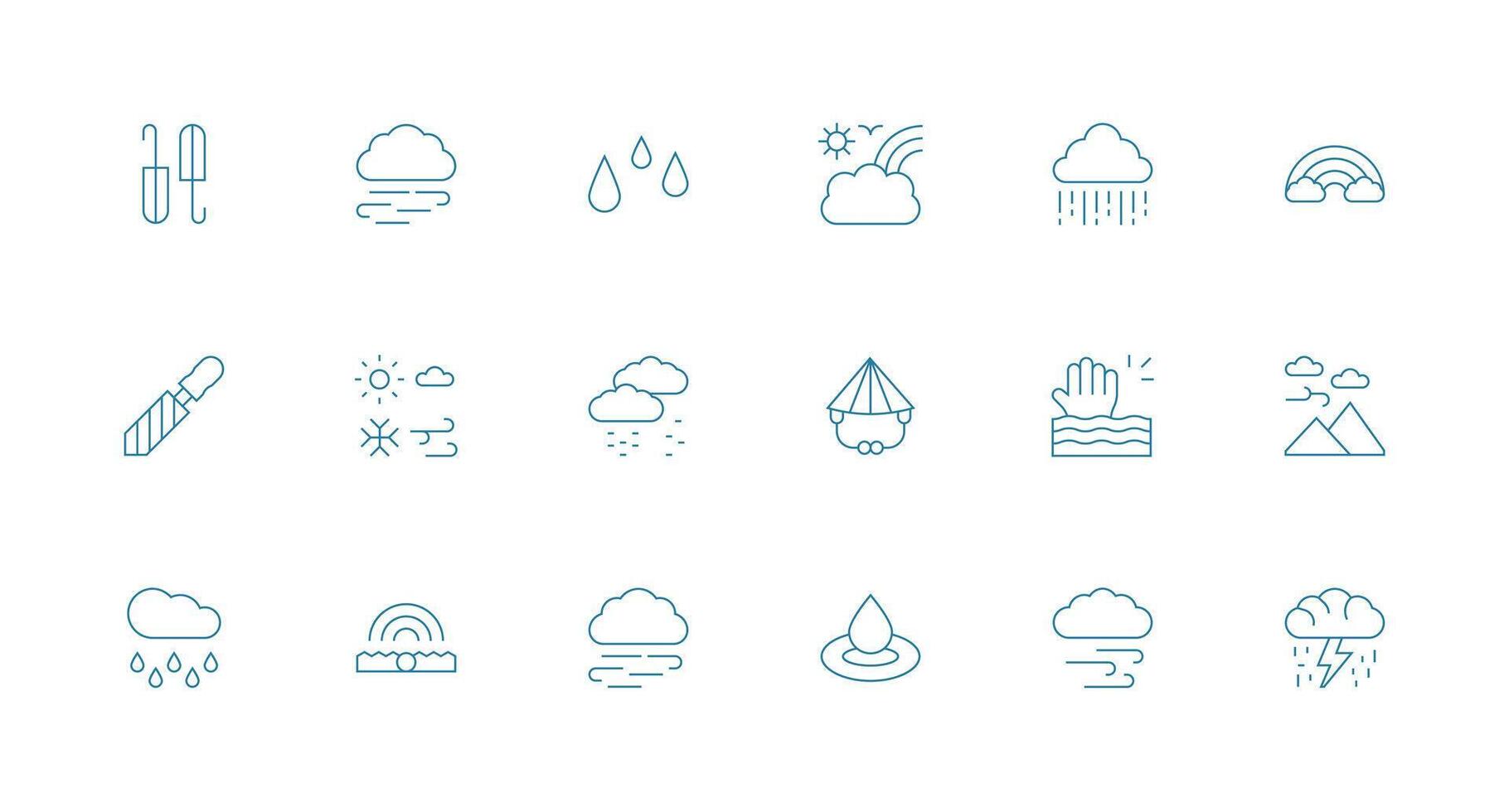 Minimal Line Icons from Rain Set with 18 Vectors Clean Set for Layout Prototypes