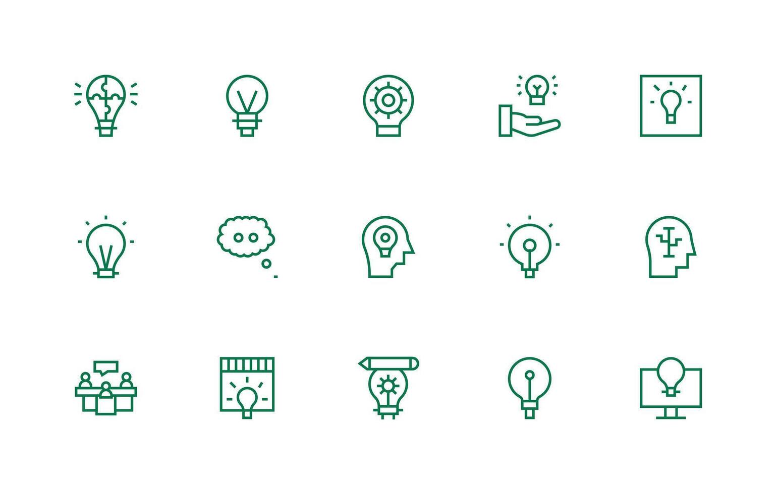 15 Regular Line Icons for Brainstorming Graphics Core Icon Collection for Daily Tasks vector