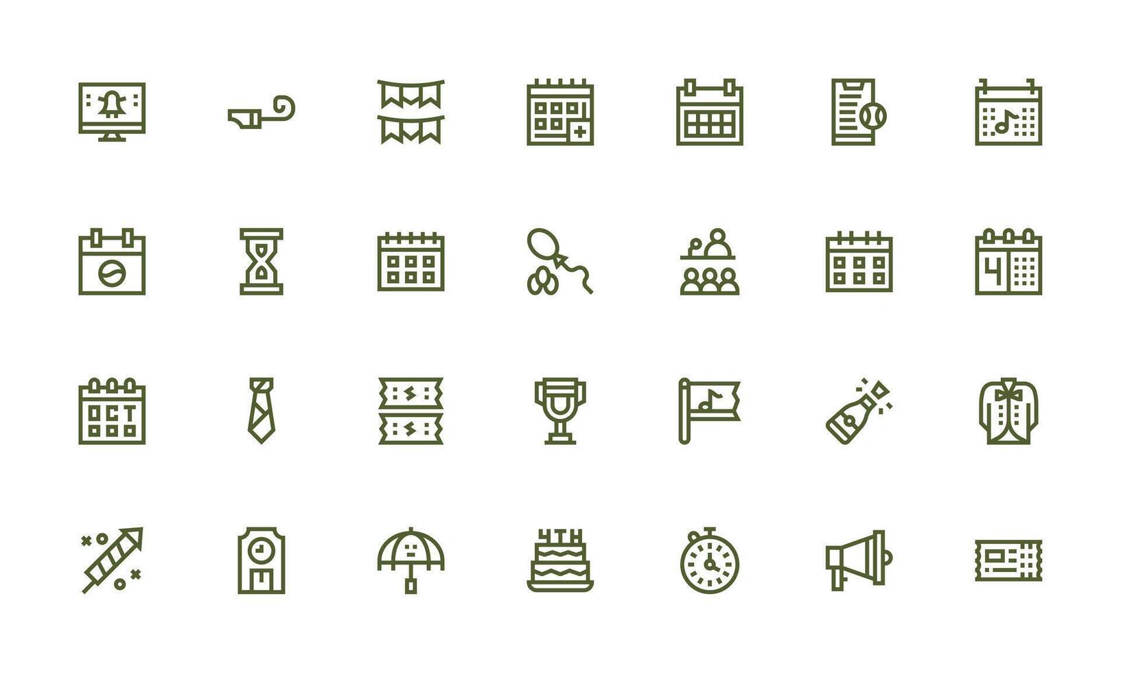 Event Icon Set with 28 Bold Line Graphics Clean Icon Set Icon Pack for UI Projects vector