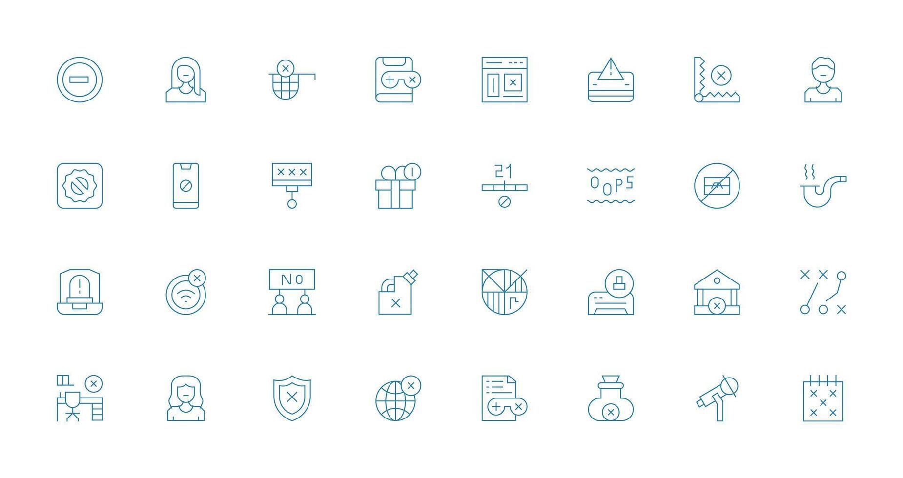 Blocked Set with 32 Thin Line Icons Clean Icon Set Icon Pack for UI Projects vector