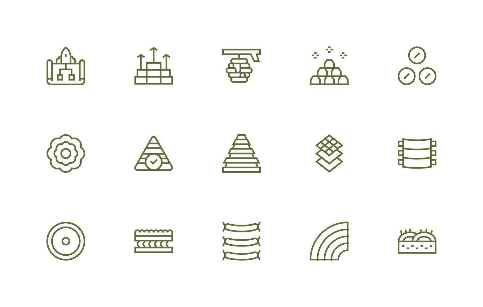 Layers Set with 15 Regular Line Icons Icon Set for Web vector