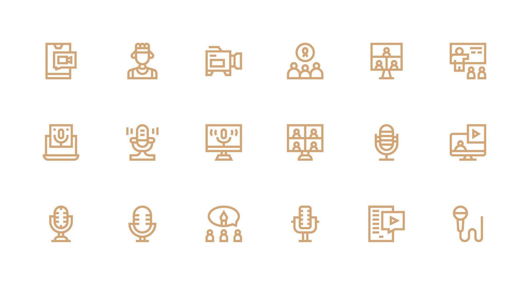 Strong Stroke Line Style Webinar Icons with 18 Vectors Clean Icon Set Icon Pack for UI Projects