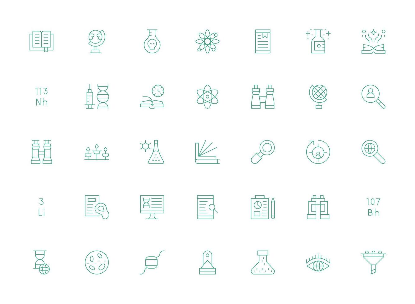 Research featuring 35 Icons in Light Line Design Interface Icons for Daily Use vector