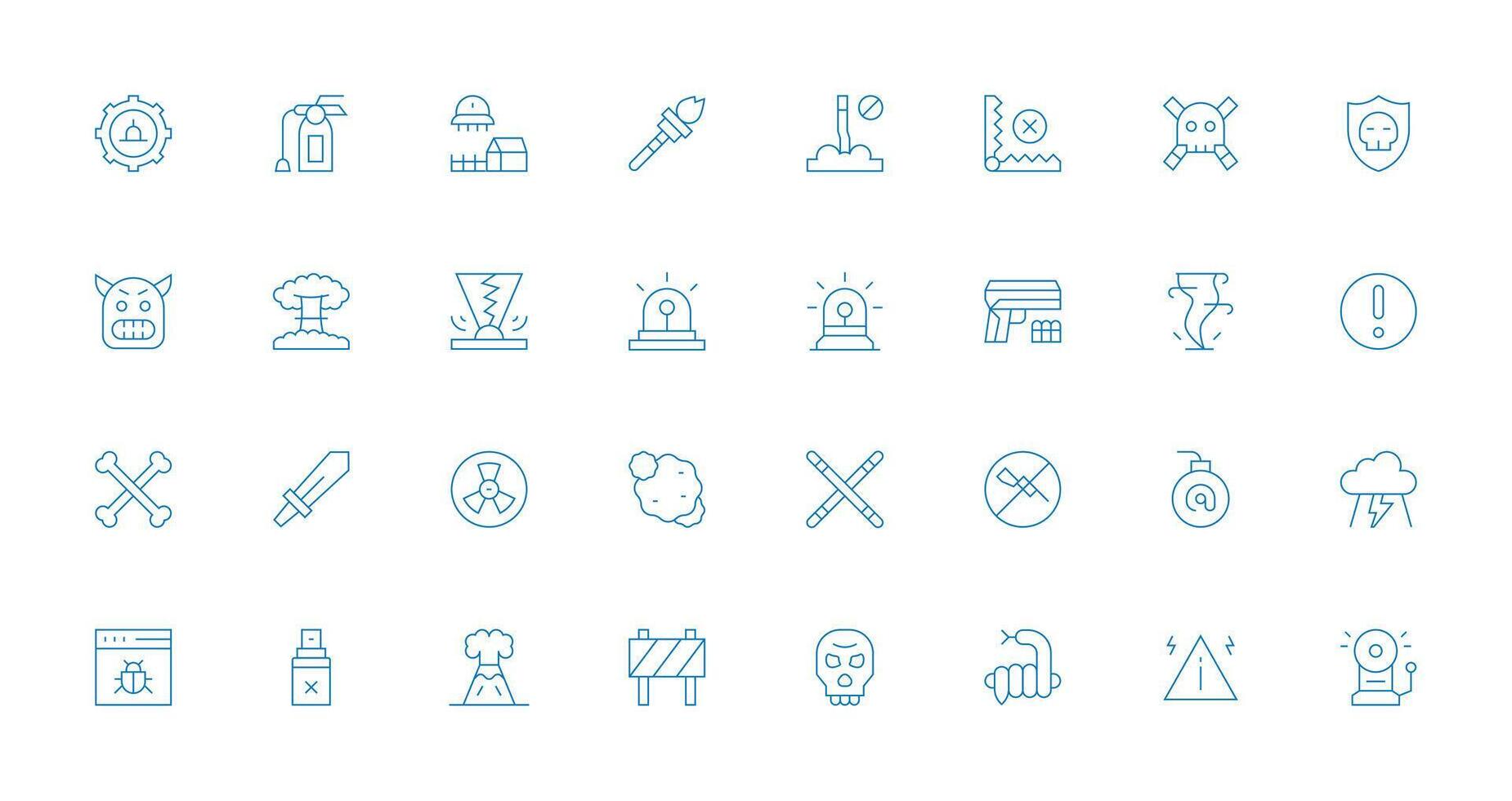 Danger featuring 32 Icons in Thin Line Design Clean Icon Set Icon Pack for UI Projects vector