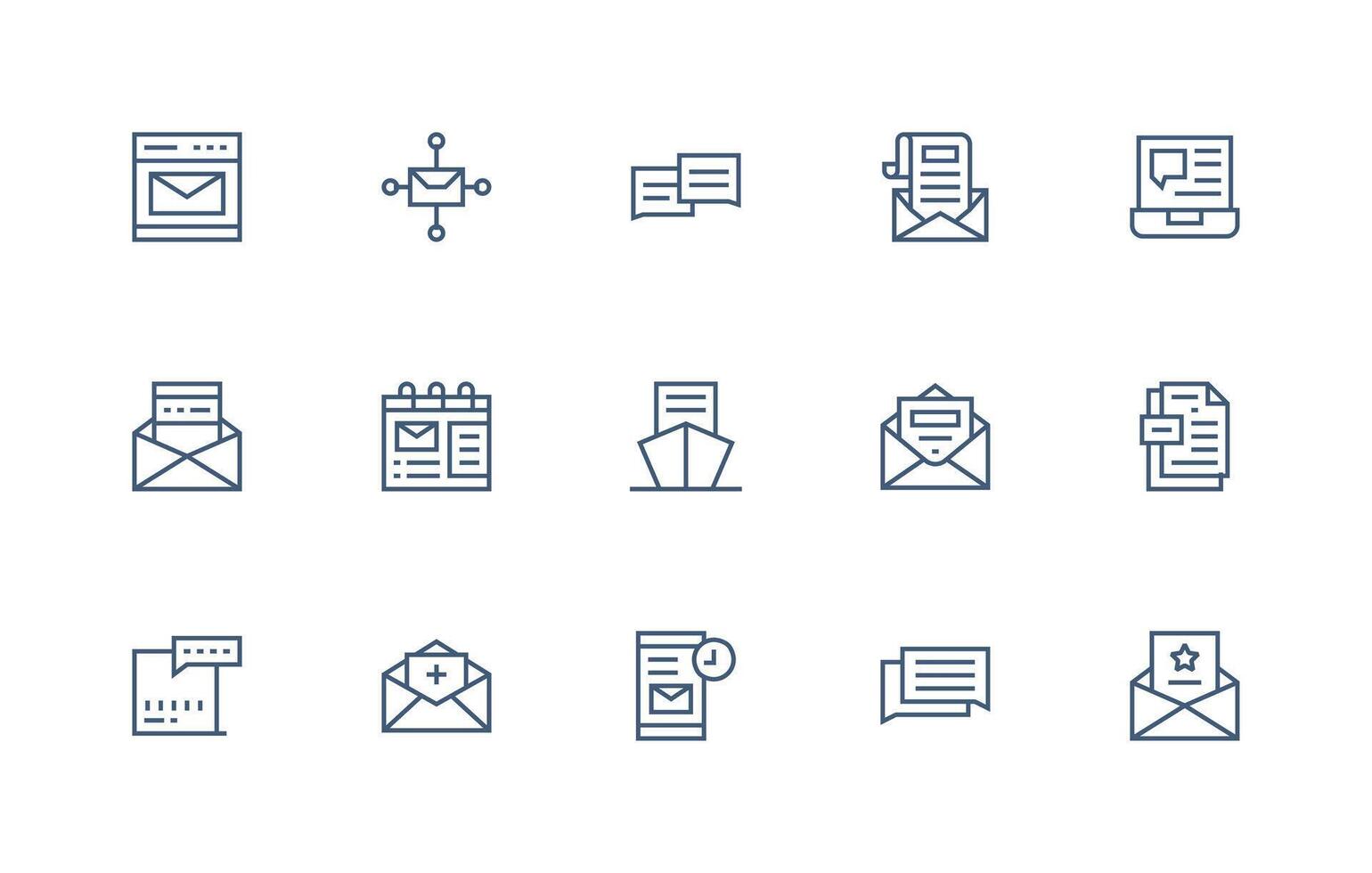 15 Icons for EMail in Regular Line Format Clean Icon Set Icon Pack for UI Projects vector
