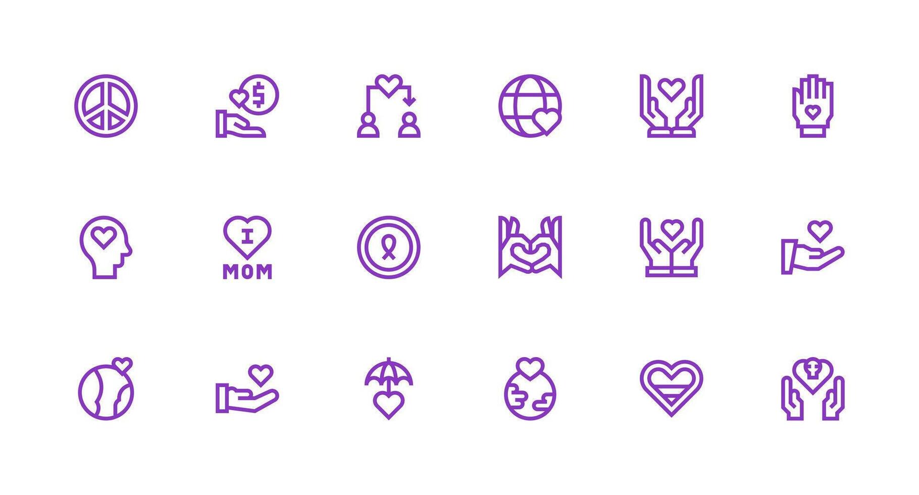 Strong Stroke Line Icons from Empathy Set with 18 Vectors Editable Icon Collection