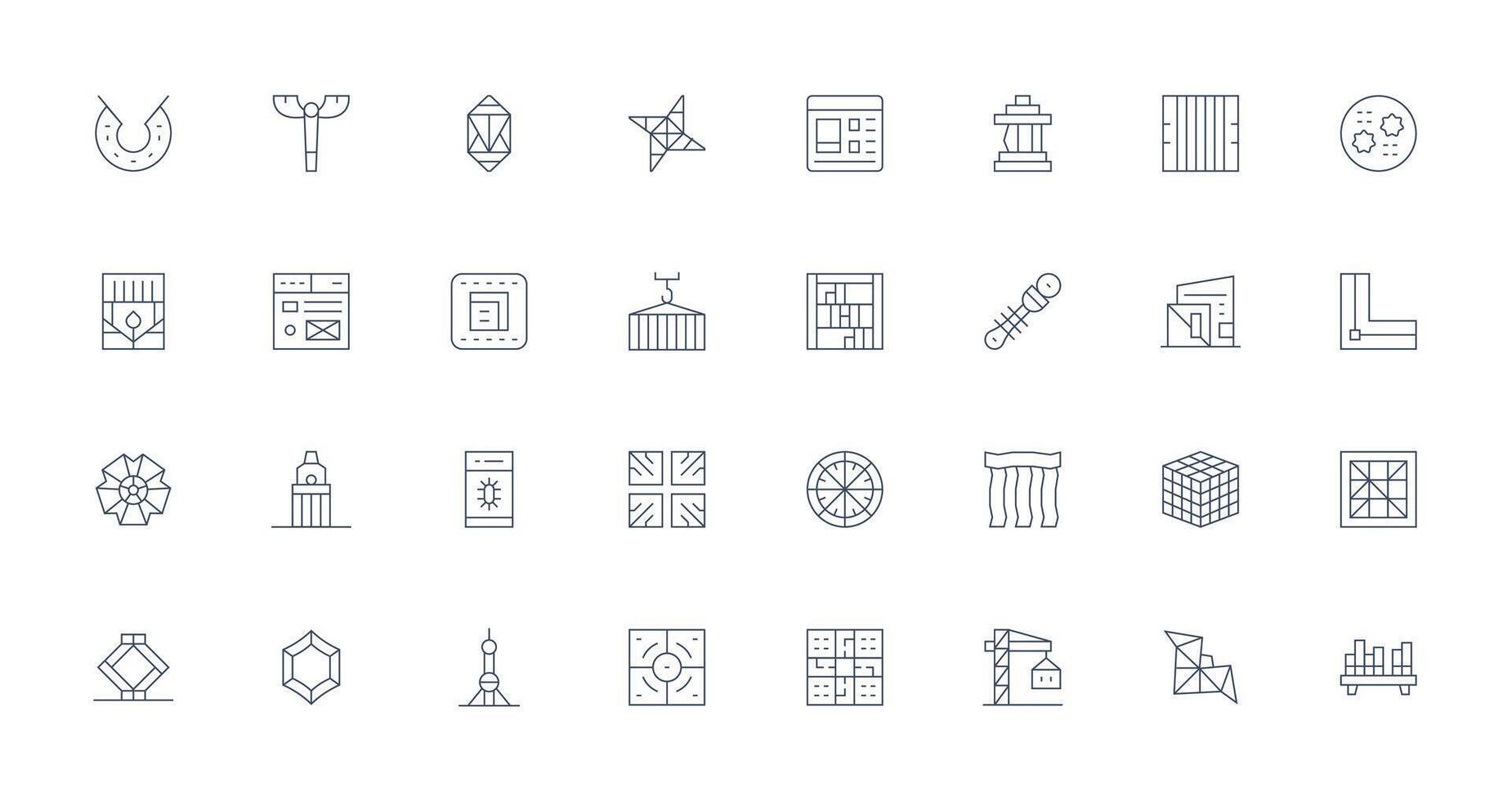 32 Framework Icons in Thin Line Aesthetic Multi-Style Icon Collection vector