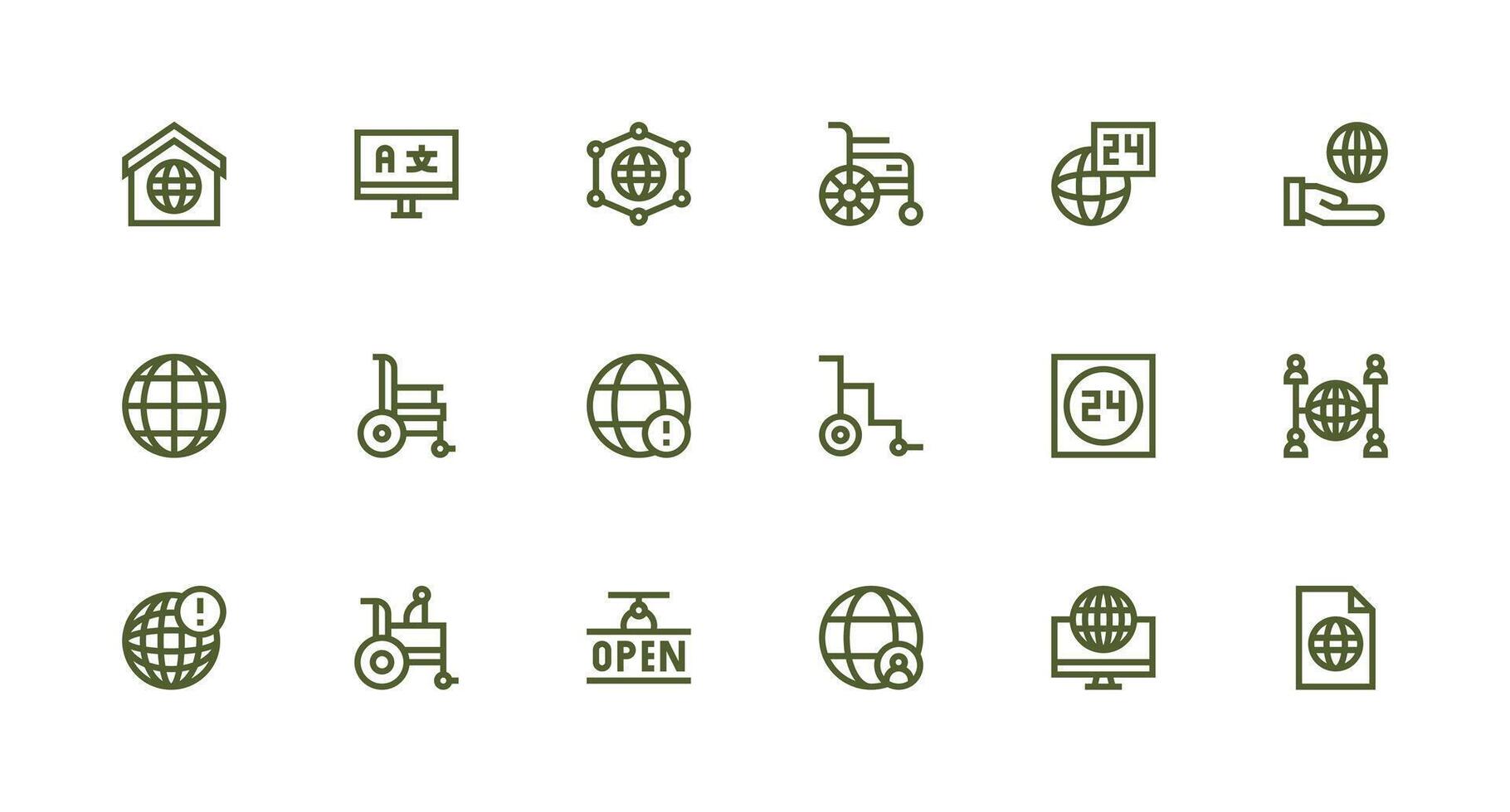 Accessibility featuring 18 Icons in Strong Stroke Line Design Clean Icon Set Icon Pack for UI Projects vector