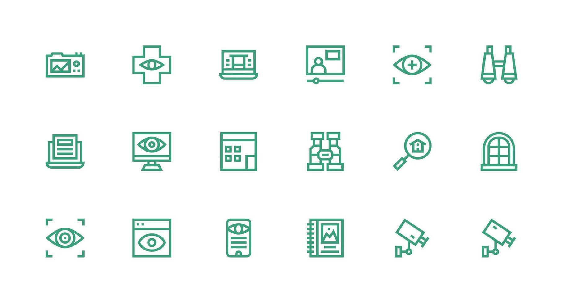 18 Icons for View in Strong Stroke Line Format Reusable Icon Set vector