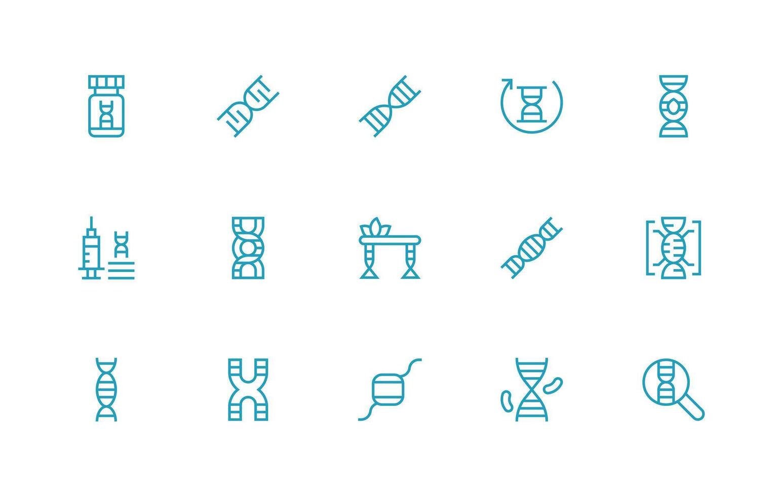 Gene Design Icons featuring 15 in Regular Line Style Modern Icon Set vector