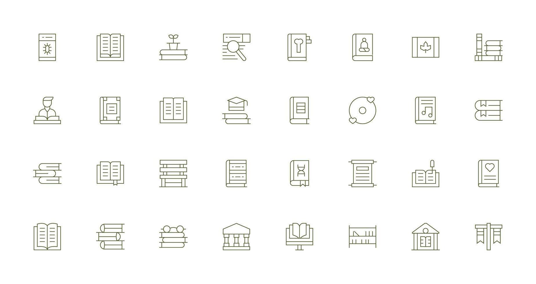 32 Icons for Library in Thin Line Format Clear and Concise Icon Set Collection vector