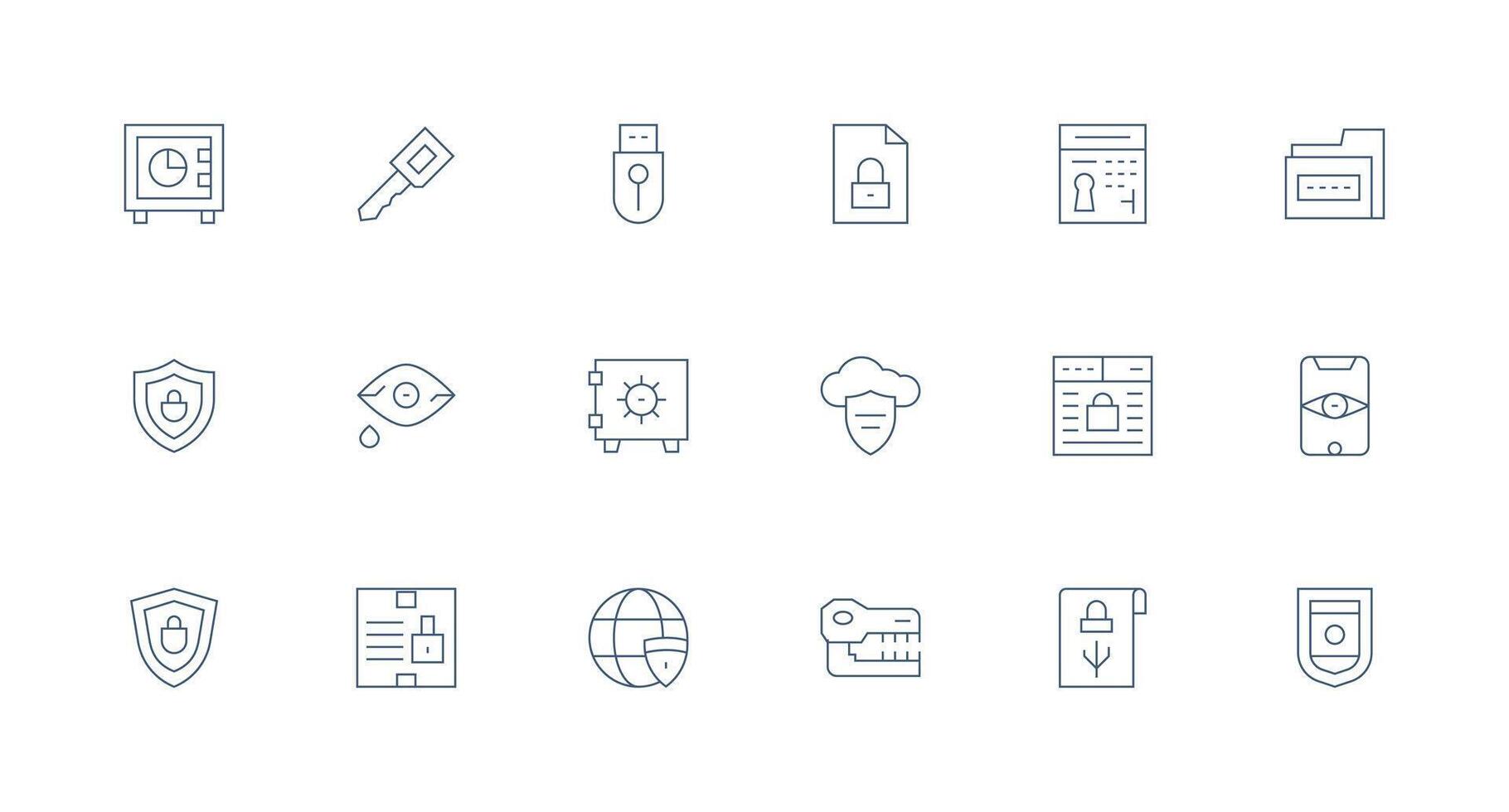 Encryption including 18 Minimal Line Illustrations Clean Icon Set Icon Pack for UI Projects vector