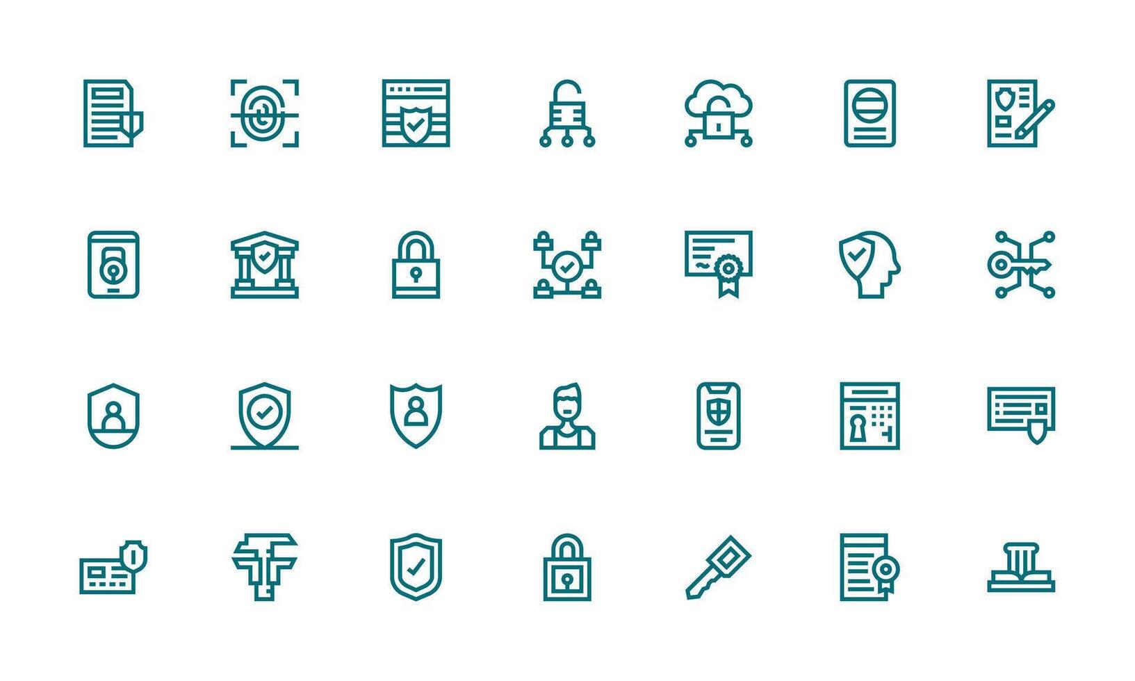 Authentication Icon Set with 28 Bold Line Graphics Simple Icons for Interface and Wireframes vector