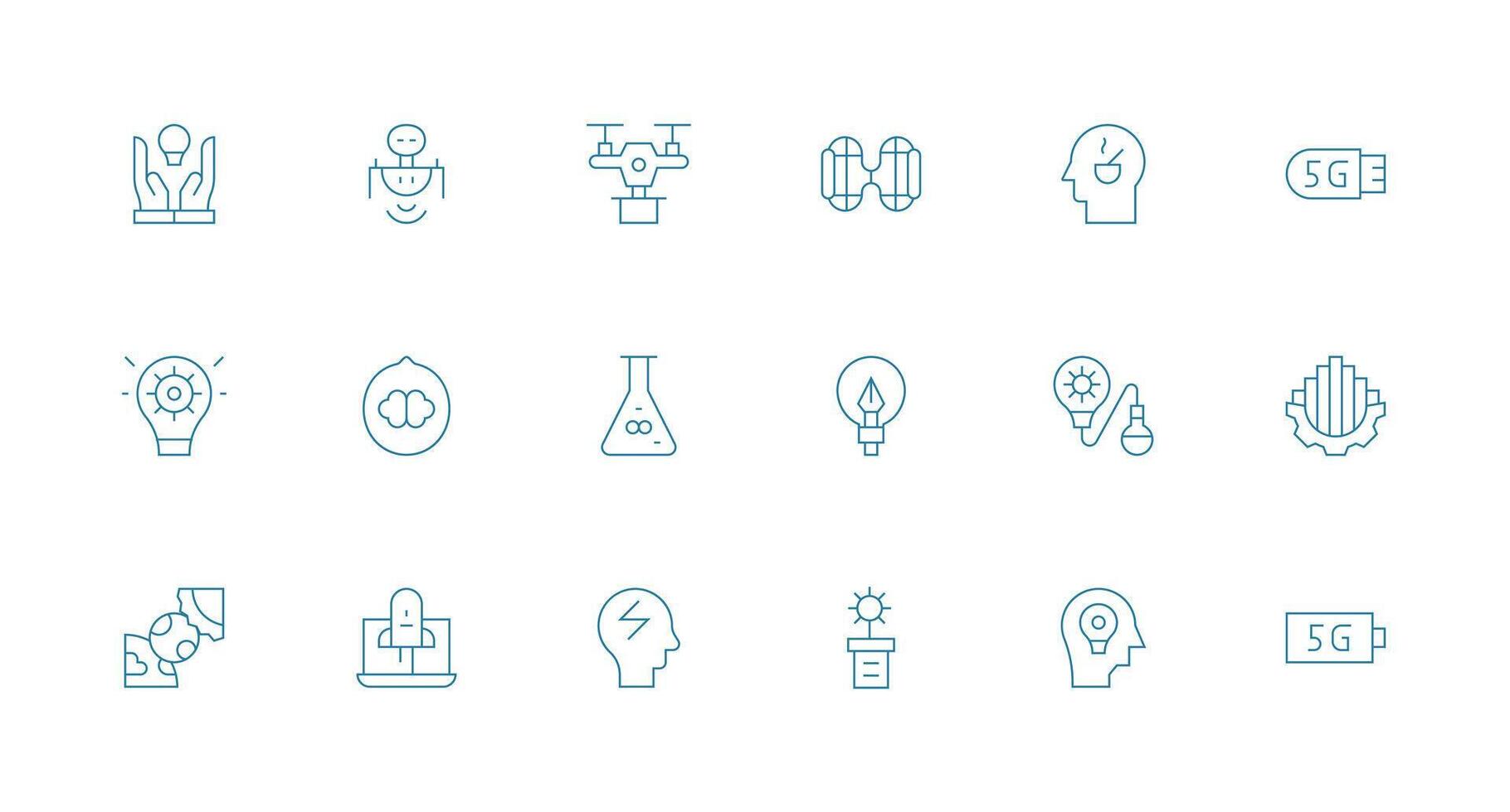 Innovation Design Icons featuring 18 in Minimal Line Style Layout Icon Collection vector