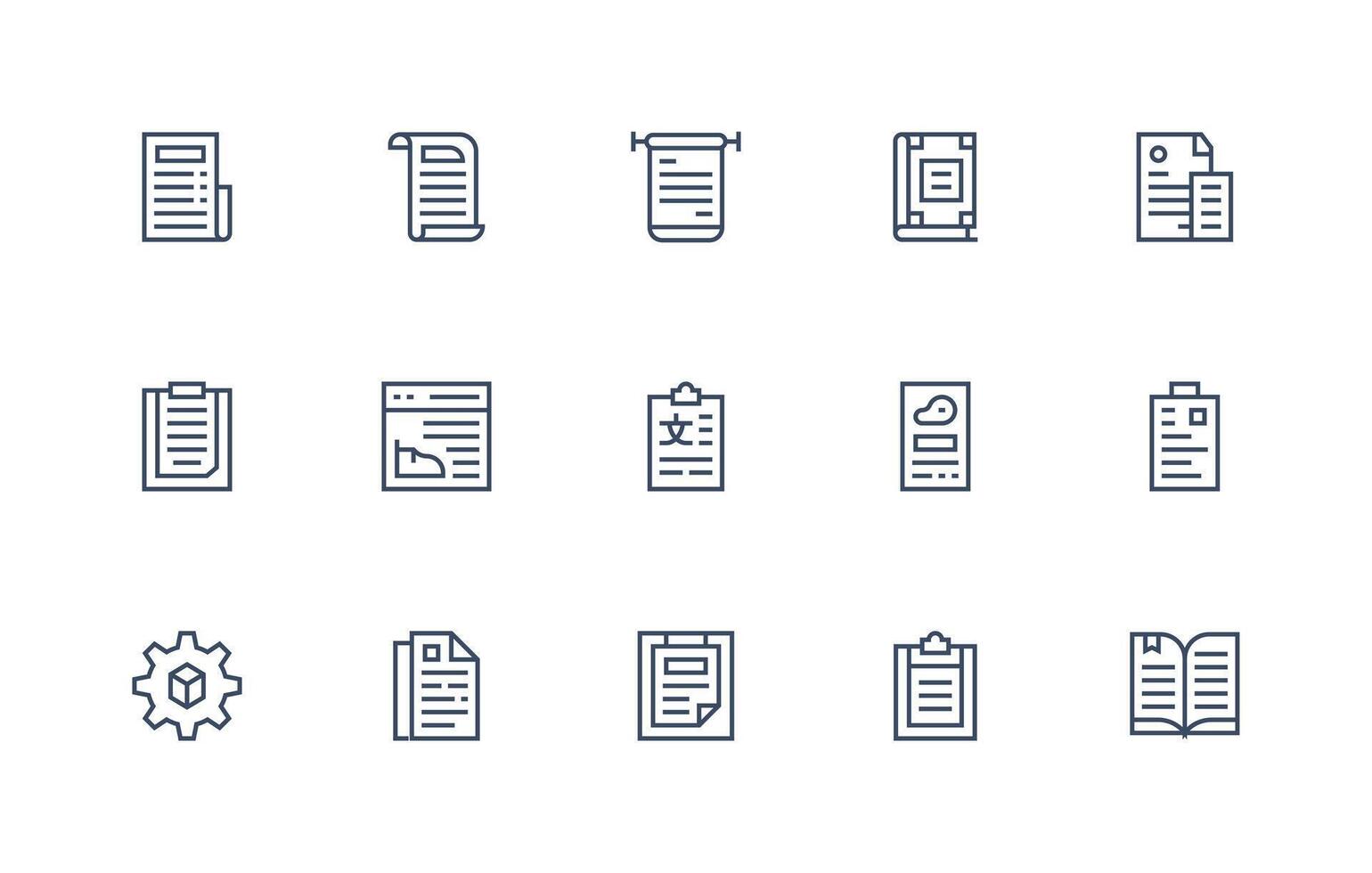 15 Icons for Specifications in Regular Line Format Light Icon Series vector