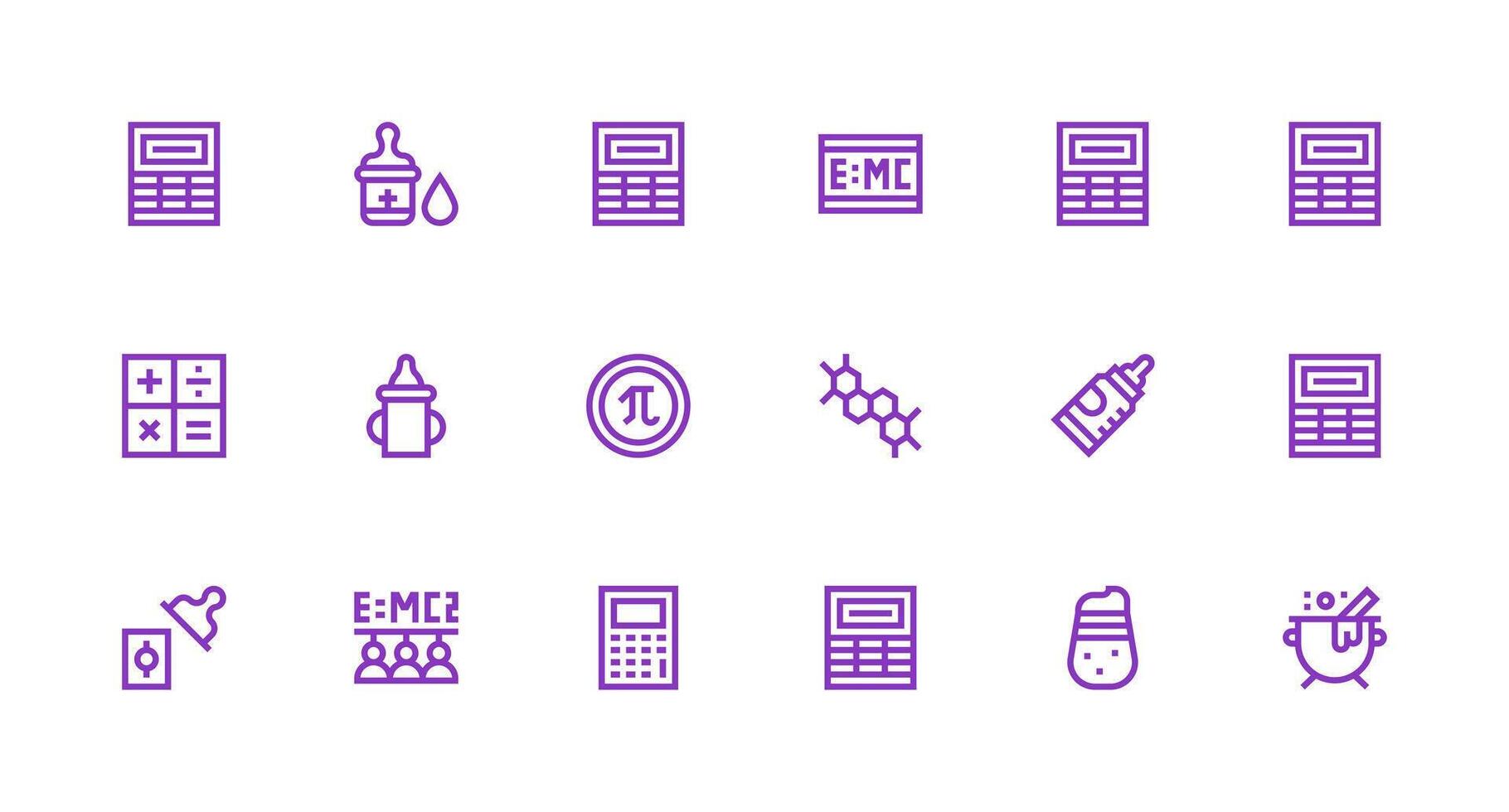Formula featuring 18 Icons in Strong Stroke Line Design Interface Icon Collection for Daily Projects vector