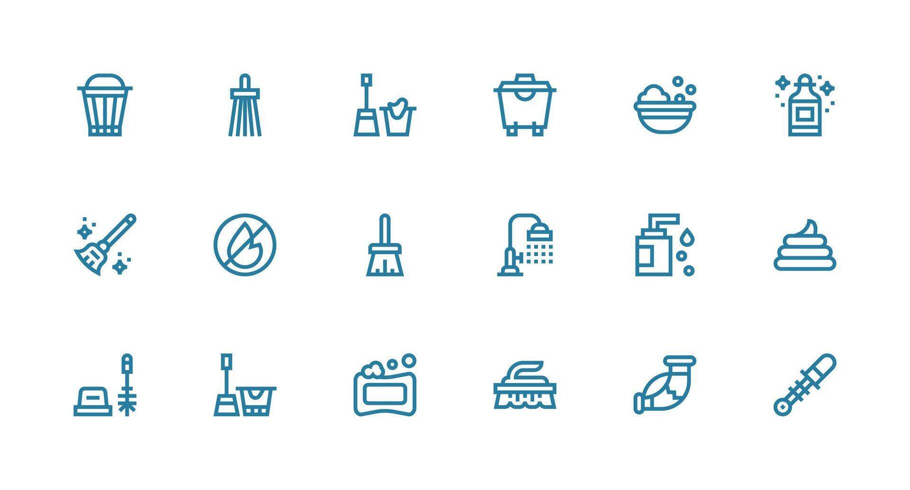 Strong Stroke Line Icons from Sanitation Set with 18 Vectors Quick Access Icons for UI Development