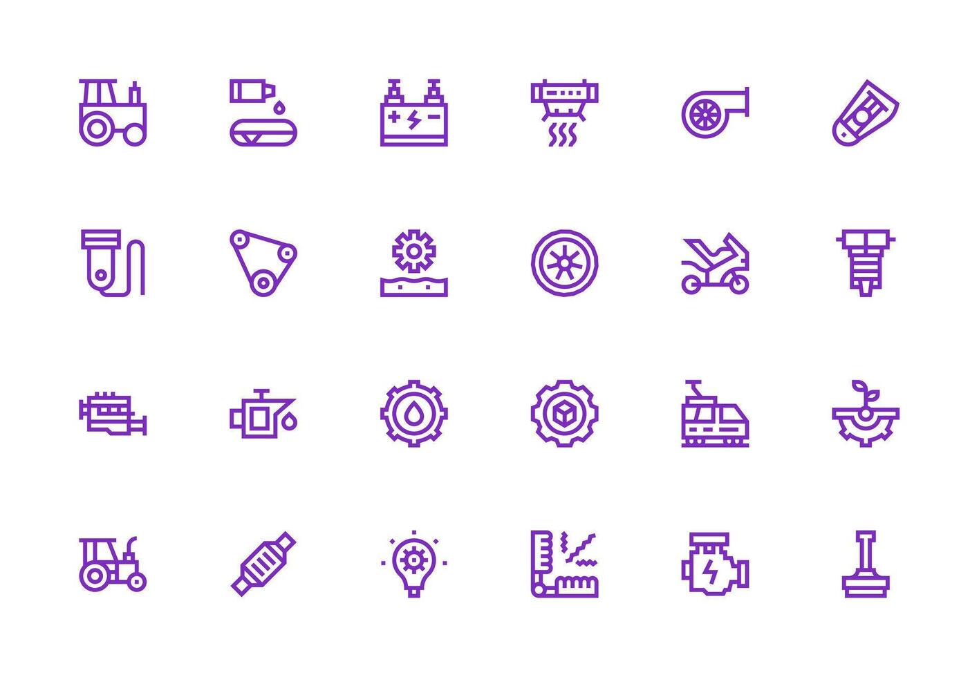 Engine including 24 Thick Line Line Illustrations Minimal Icon Set for Interface Projects vector