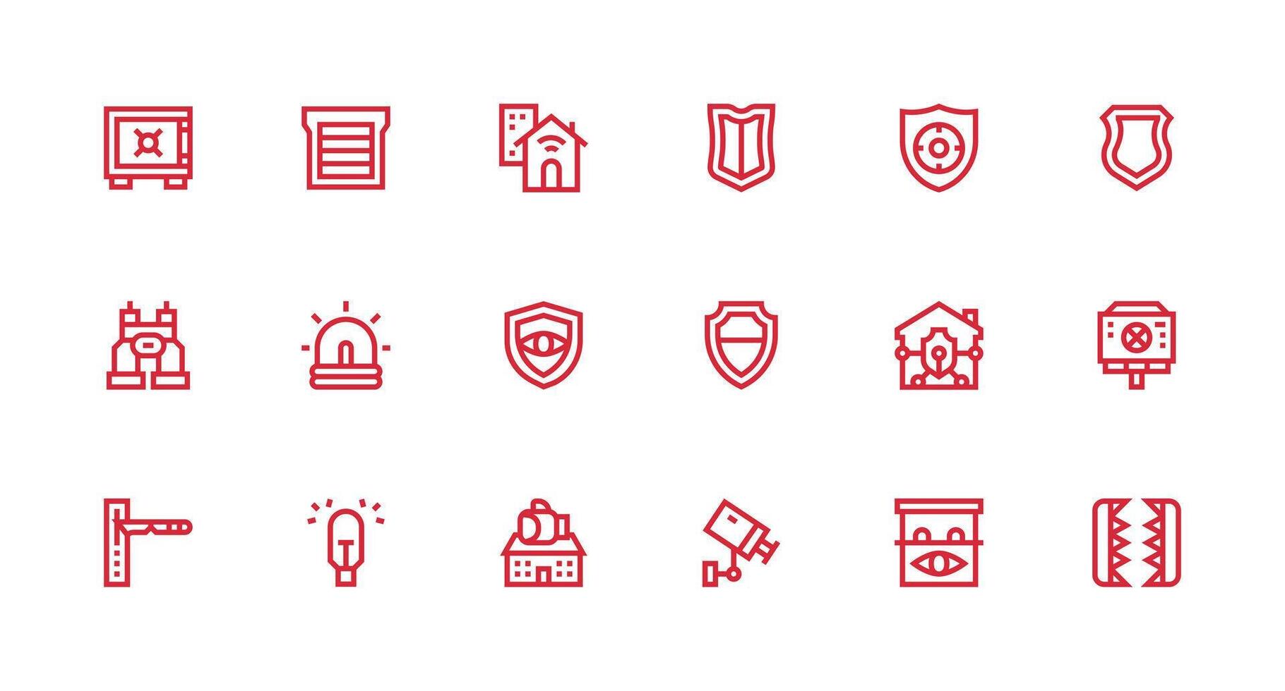 Security System Icon Set with 18 Strong Stroke Line Graphics Multi-Style Icon Collection vector