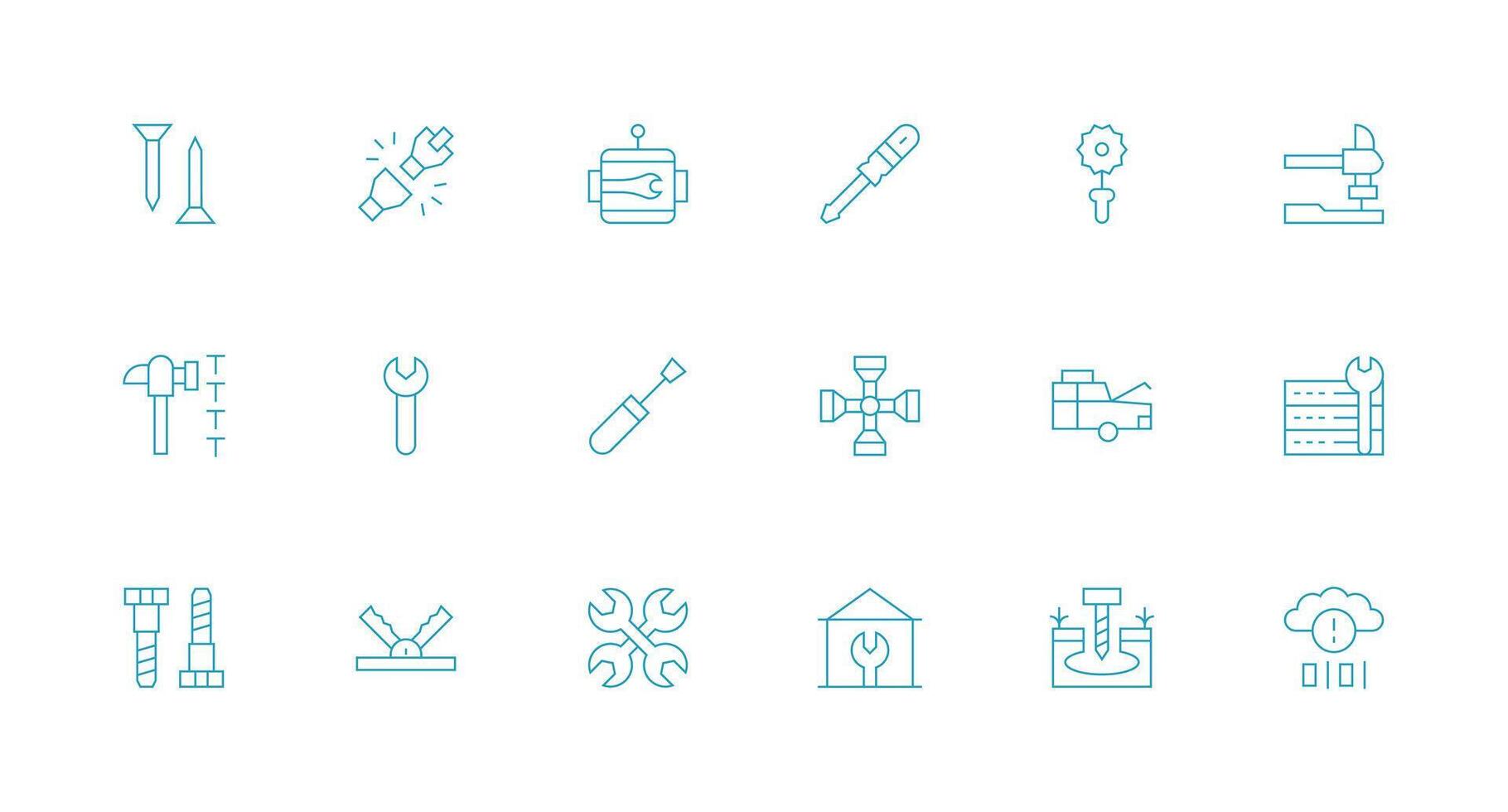 18 Icons for Fixing in Minimal Line Format Sharp Icons for Presentations vector