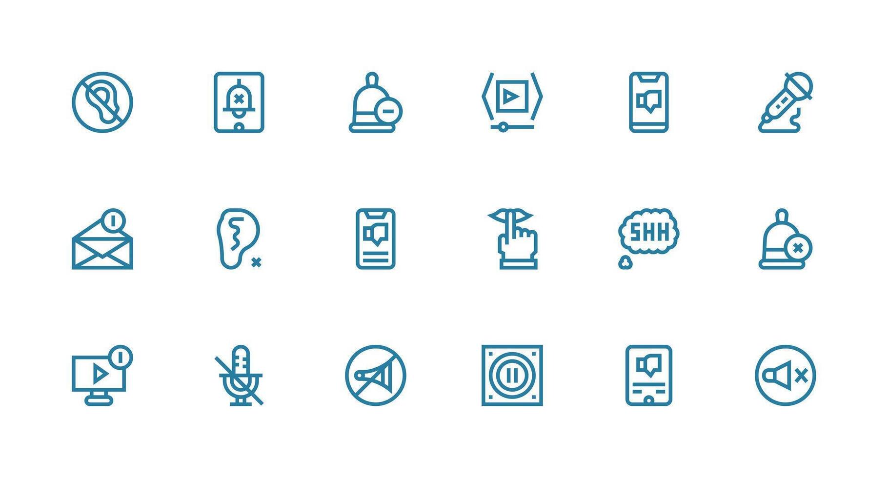 18 Icons for Mute in Strong Stroke Line Format Essential Icons for Rapid UI Building vector