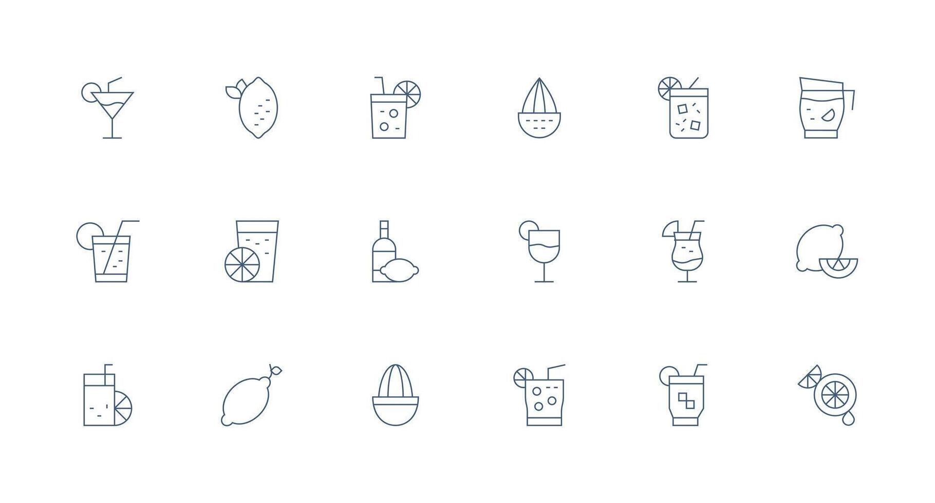 18 Minimal Line Icons for Lemon Graphics UI-Ready Icon Collection vector