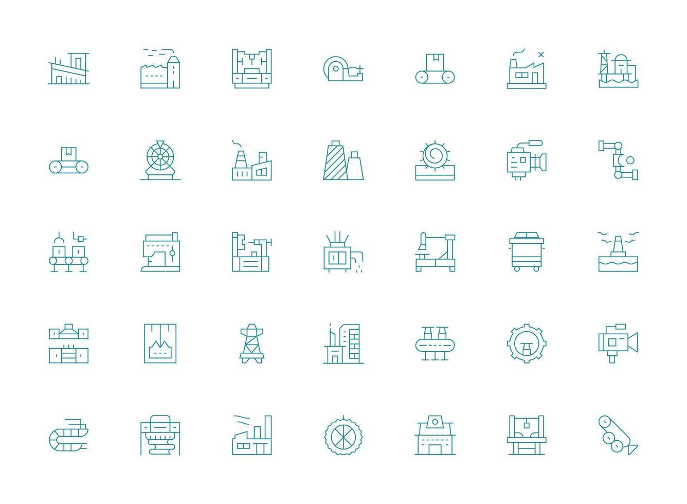Production Set with 35 Light Line Icons Scalable Icons for Cross-Platform Interfaces vector