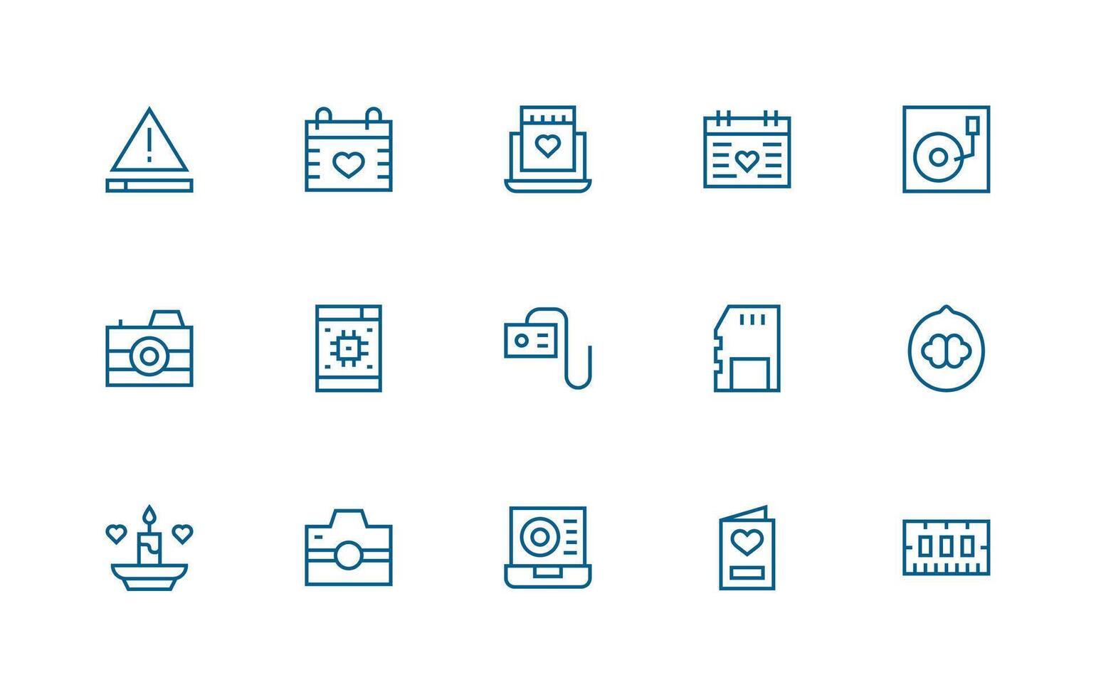 15 regular línea estilo íconos desde memoria colección editable icono colección vector