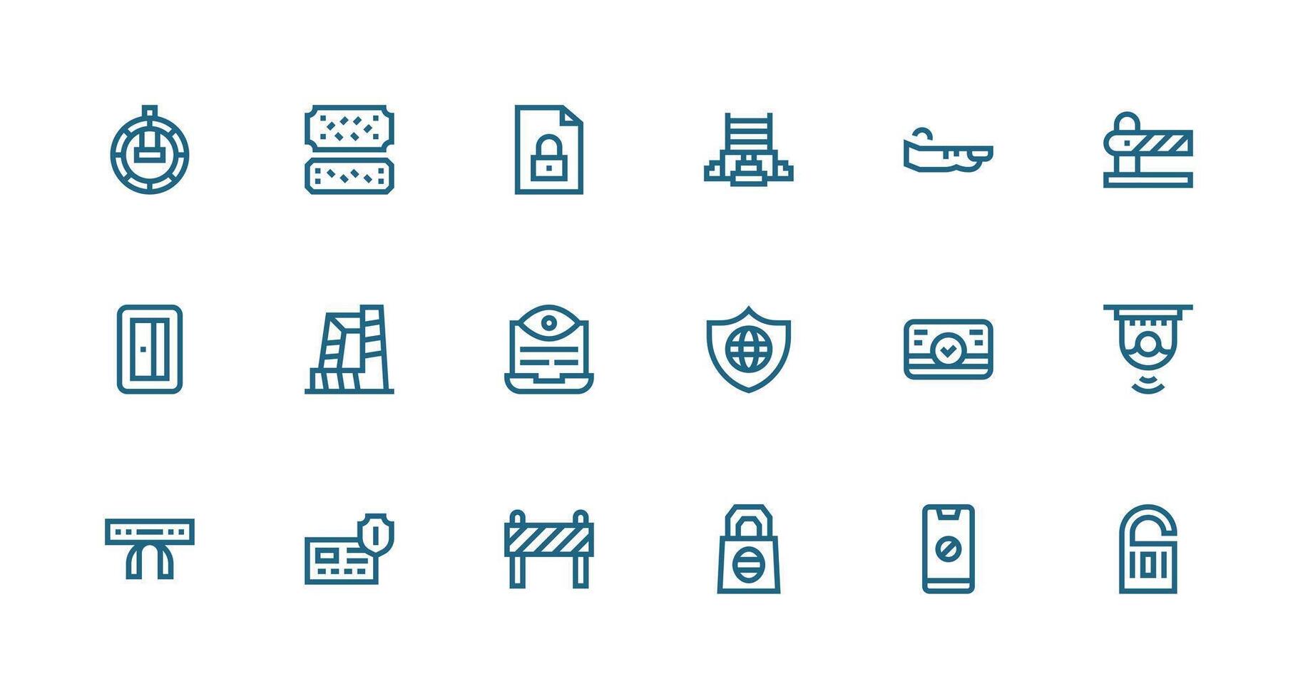 acceso icono conjunto con 18 fuerte carrera línea gráficos ui icono conjunto vector