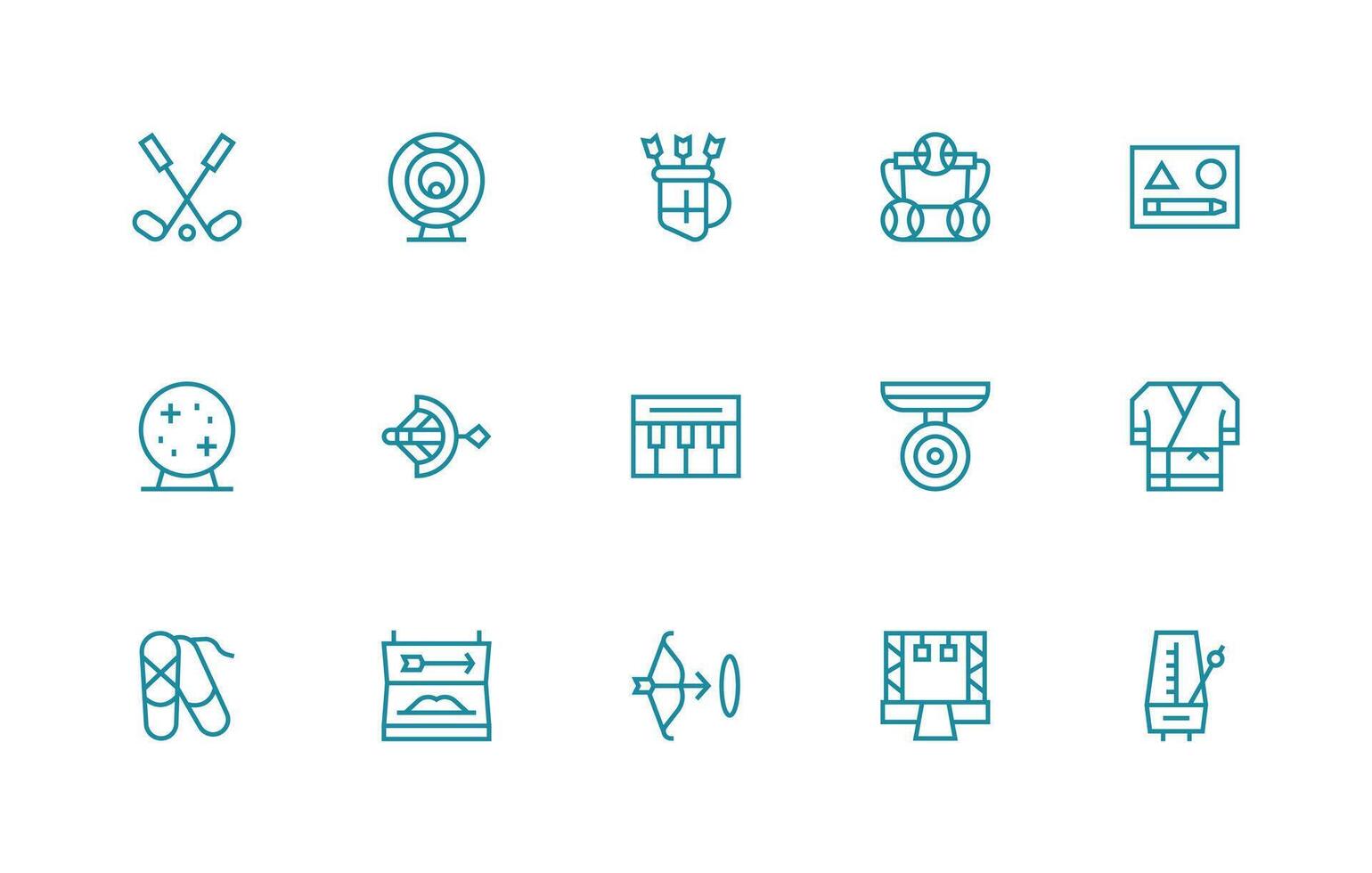 Practice Icon Set with 15 Regular Line Graphics Simple Icons for Interface and Wireframes vector