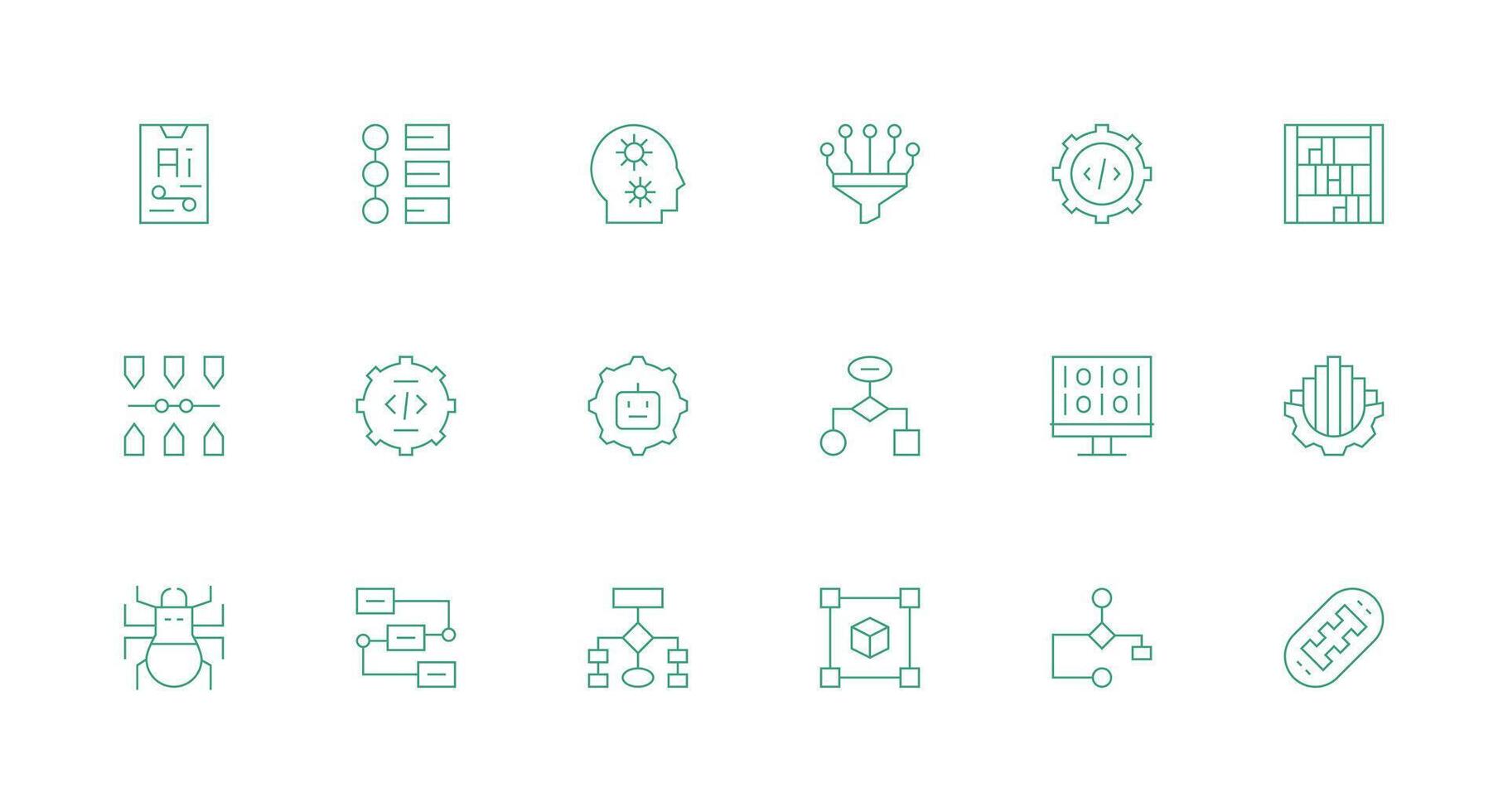 18 Minimal Line Designs for Algorithm Icons Layout Icon Collection vector