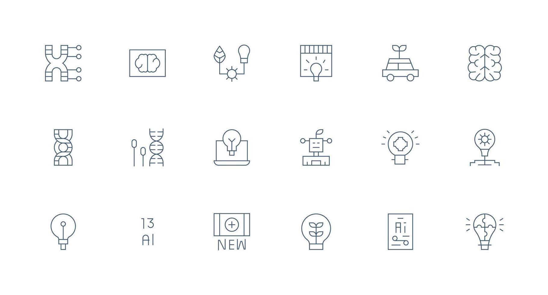 18 Minimal Line Style Icons from Innovation Collection Multi-Style Icon Collection vector