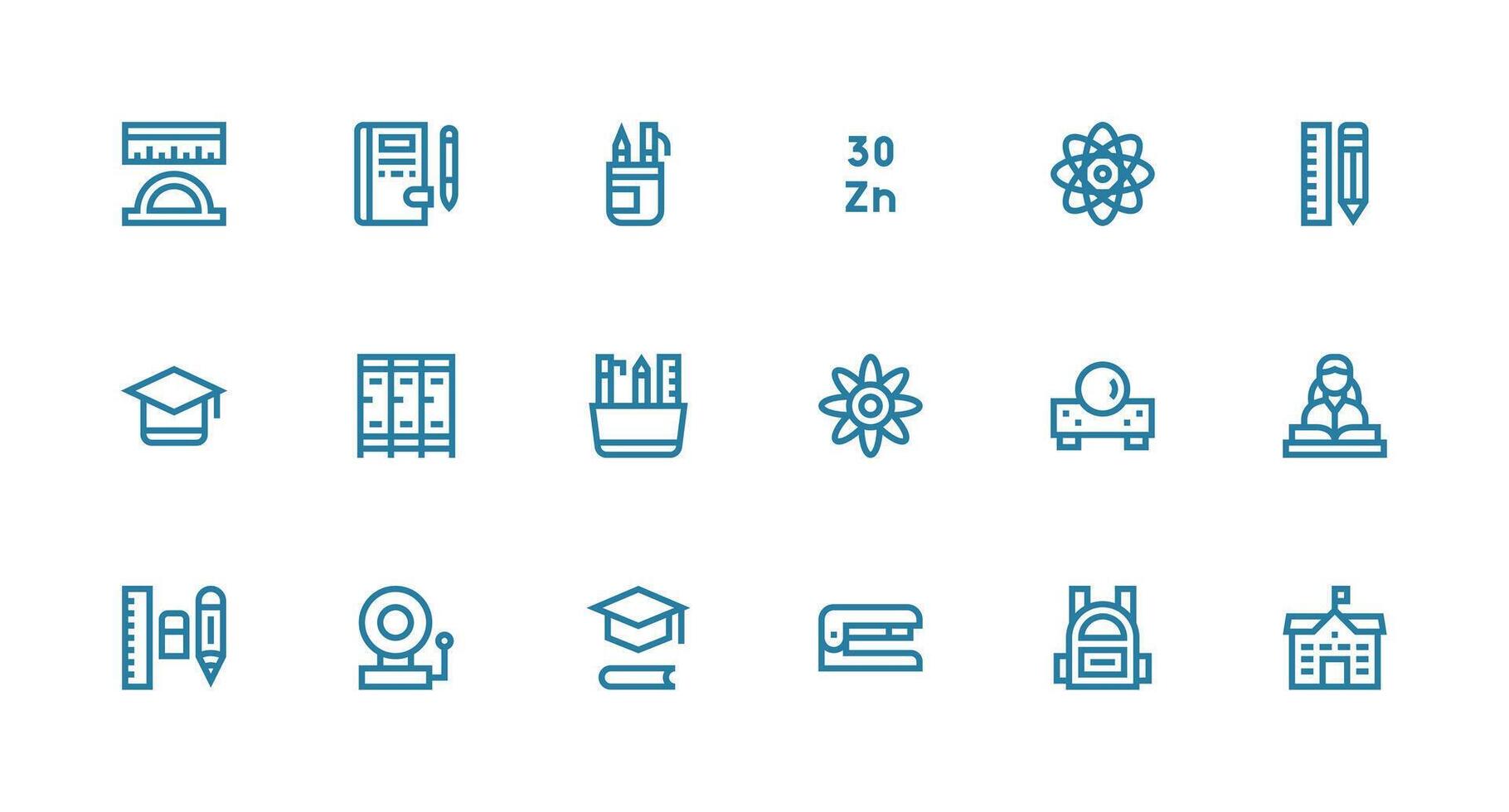 18 Icons for School in Strong Stroke Line Format Clean Set for Layout Prototypes vector