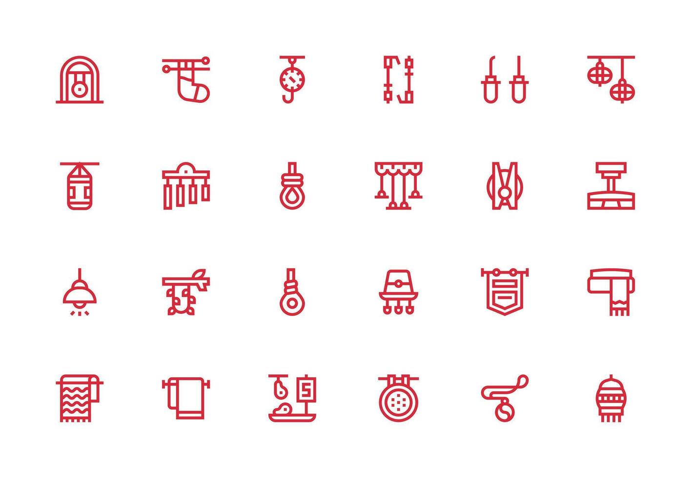 Hanging Set with 24 Thick Line Line Icons Simple Icons for Interface and Wireframes vector