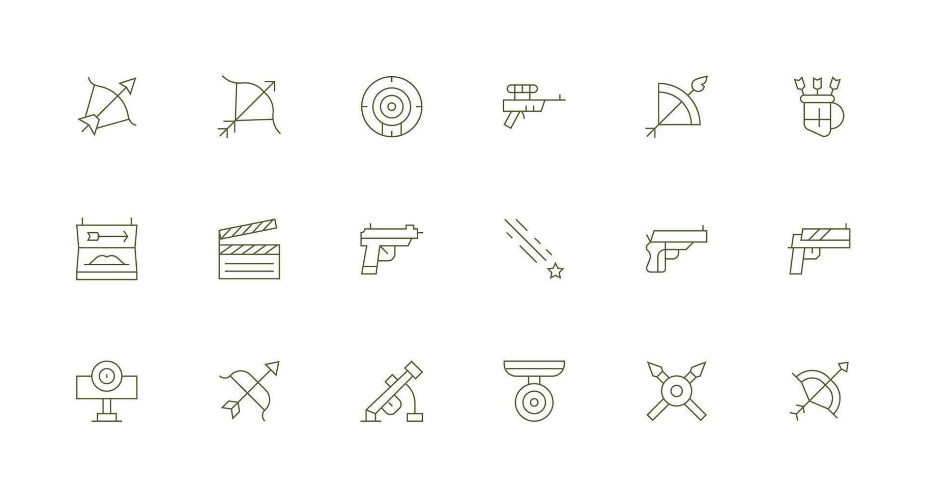 18 Minimal Line Designs for Shooting Icons Well-Structured Icons for Creative Use vector