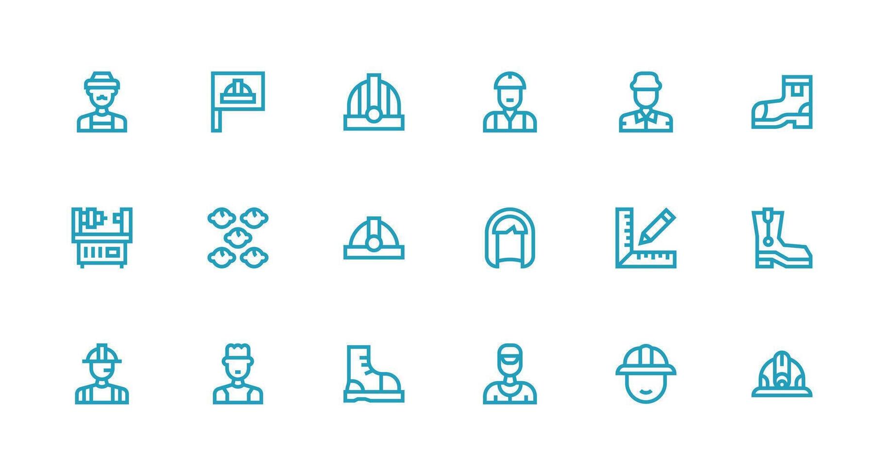 Engineer Icon Set with 18 Strong Stroke Line Graphics Detailed Icon Collection for Design Systems vector