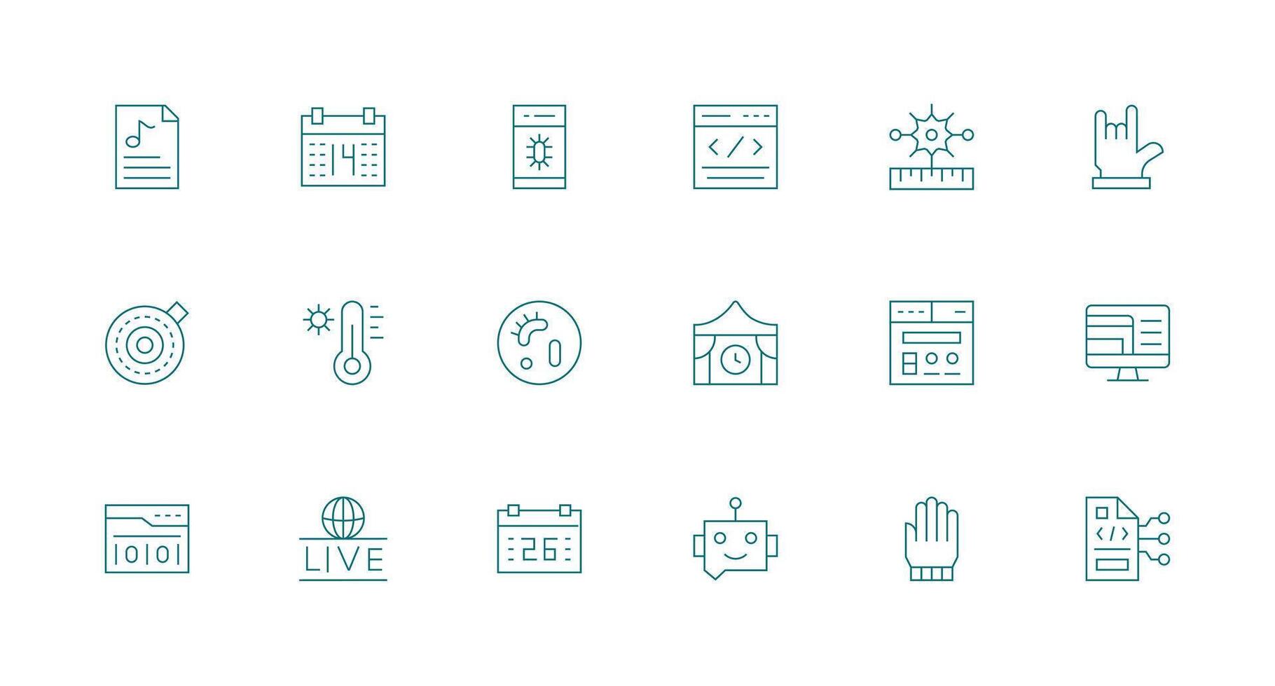 18 mínimo línea estilo íconos desde programa colección neutral estilo íconos para ninguna proyecto vector