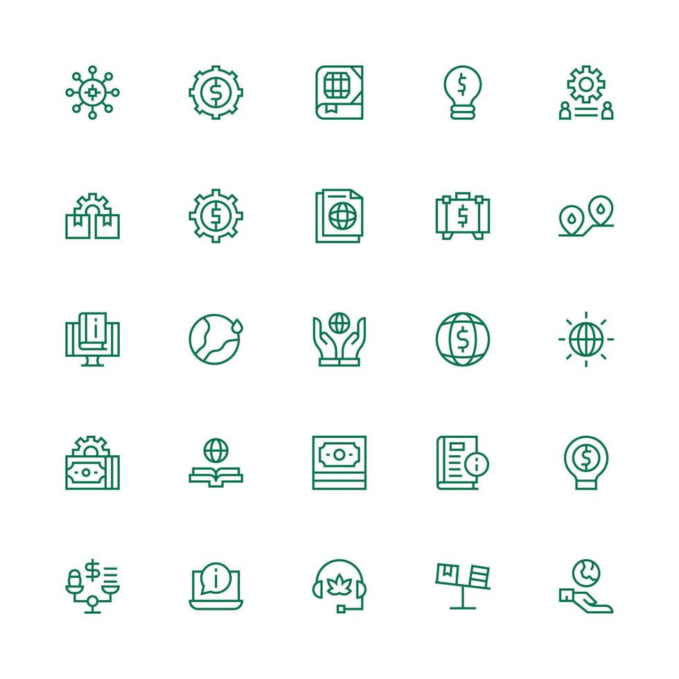 Resources Icon Set with 25 Medium Stroke Outline Graphics Icon Set for Web vector