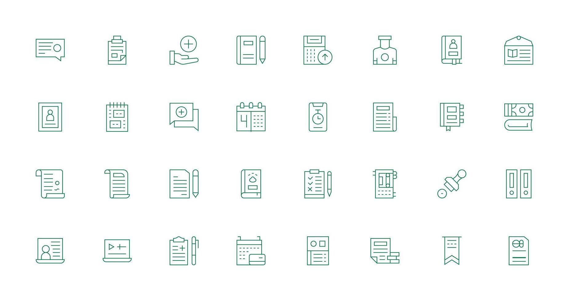 Record Visual Pack containing 32 Thin Line Icons Essential Icons for Rapid UI Building vector