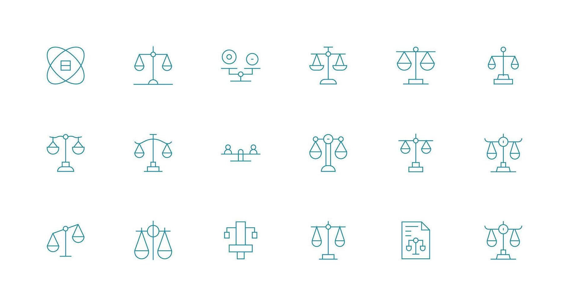 18 Minimal Line Designs for Fairness Icons Quick Access Icons for UI Development vector
