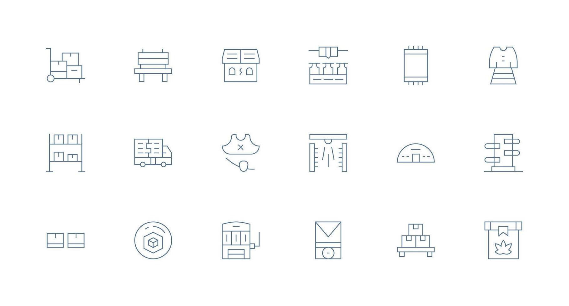 18 Minimal Line Vectors for Inventory Theme Complete Icon Set for Mobile Apps