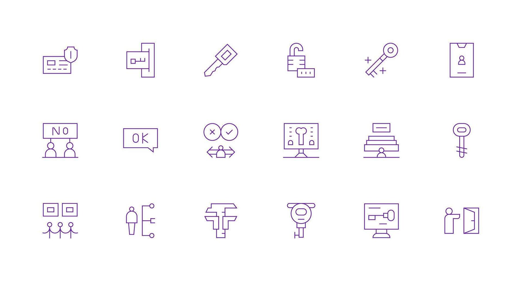 permiso presentando 18 íconos en mínimo línea diseño multi-estilo íconos para creativo proyectos vector