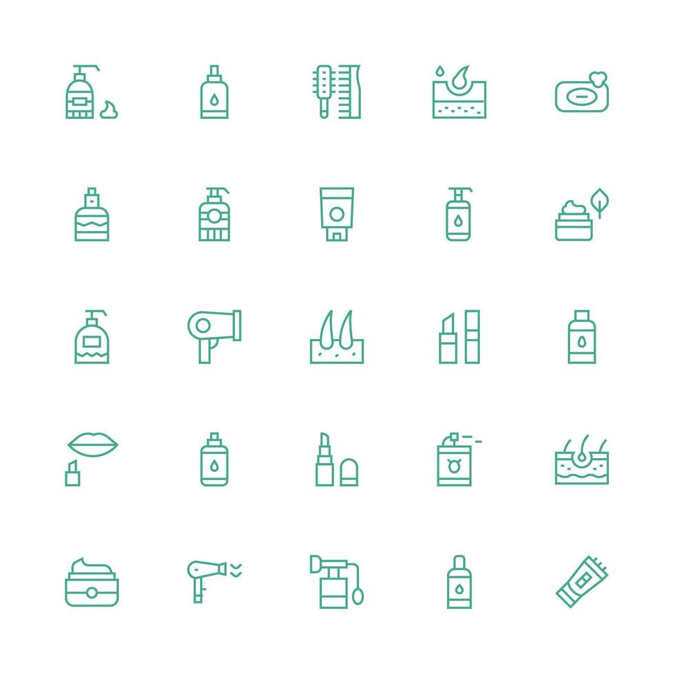 25 Icons for Cosmetics in Medium Stroke Outline Format Web and App Icon Pack Collection vector