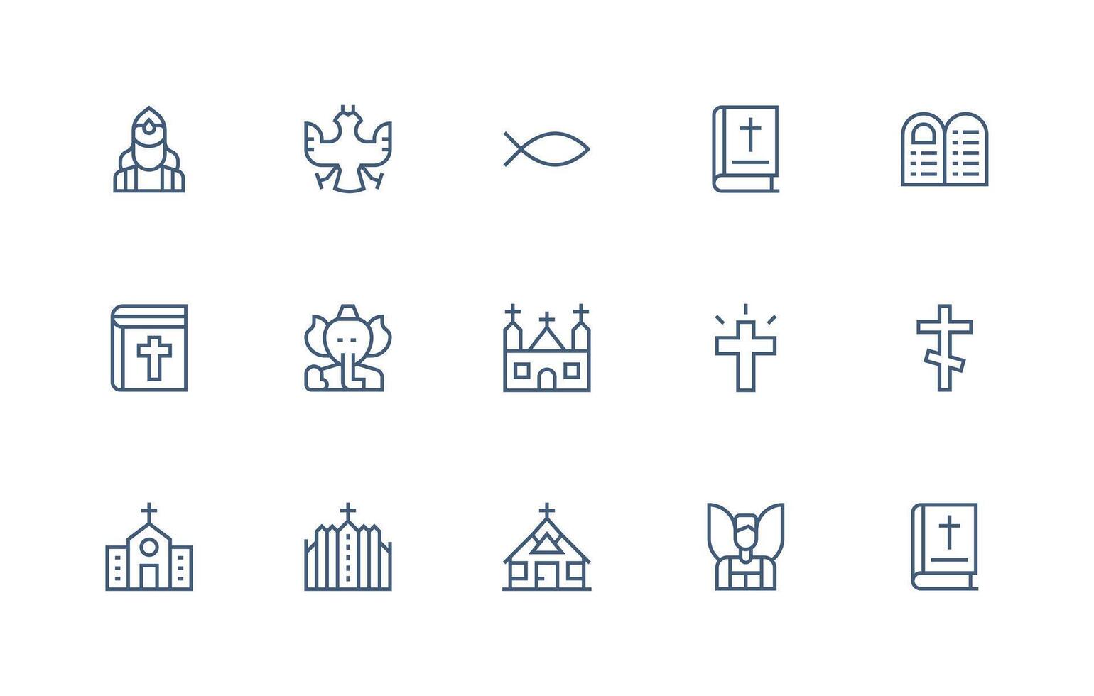 15 Regular Line Icons for God Graphics Flexible Icon System for Web Interfaces vector