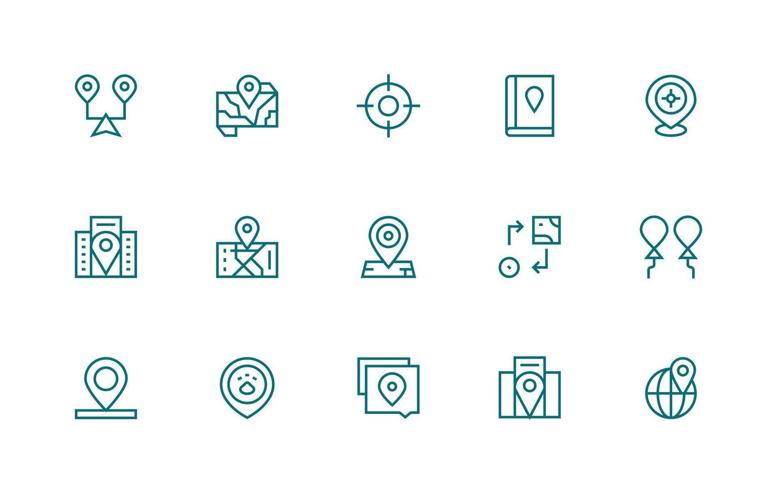 15 Icons for Coordinates in Regular Line Format UI-Ready Icon Collection vector