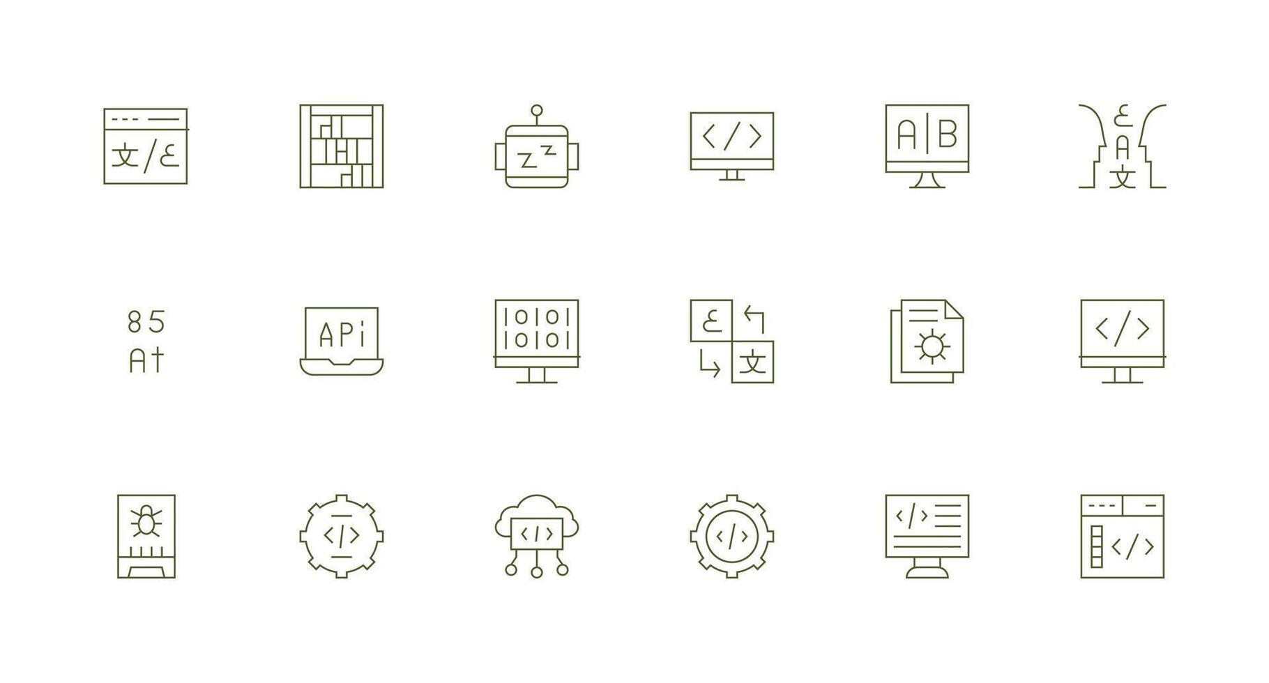 18 Minimal Line Designs for Programming Icons Compact Icon Pack vector