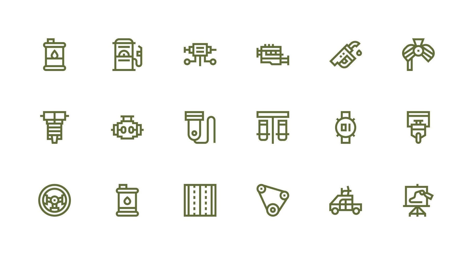 Motor Icon Set with 18 Strong Stroke Line Graphics Scalable Icons for All Themes vector