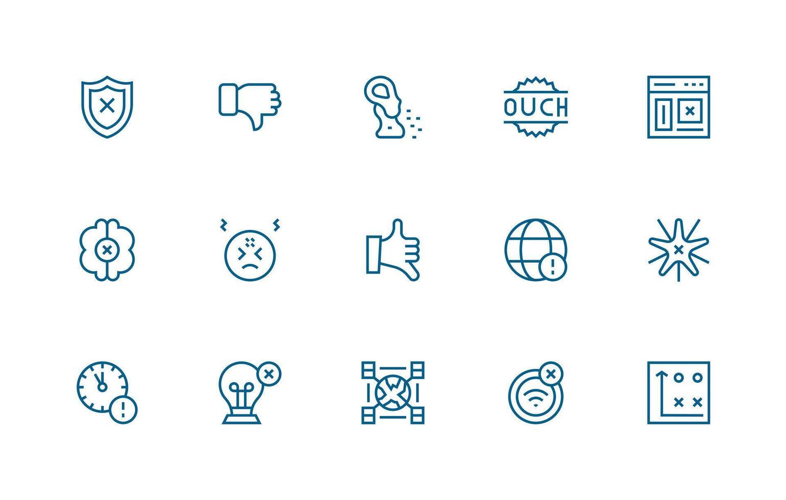 15 Regular Line Designs for Failure Icons Clean Icon Set Icon Pack for UI Projects vector