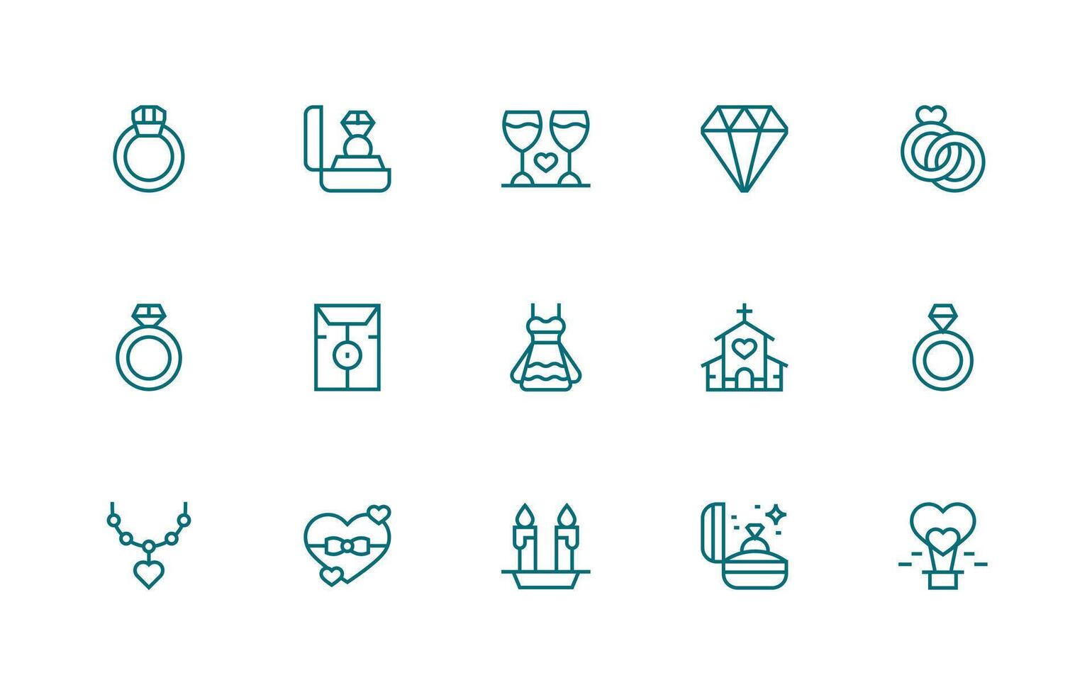 15 Regular Line Designs for Wedding Icons Quick Access Icons for UI Development vector