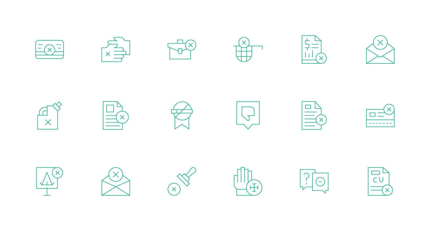 18 Icons for Not Accepted in Minimal Line Format Sharp Icons for Presentations vector